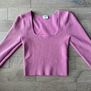 NWOT Abercrombie & Fitch Pink Ribbed‎ Long Sleeve Top Small